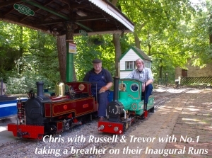 Chris with Russell and Trevor with No. 1 taking a breather during their inaugural runs.